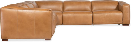 Fresco 5-Seat Power Reclining Sectional Zen Caramel Leather – Hooker Furniture (4-PWR) - sold by Home Elegance USA