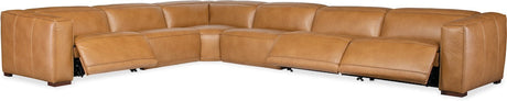 Fresco 6-Seat Power Reclining Sectional Zen Caramel Leather – Hooker Furniture (3-PWR) - sold by Home Elegance USA