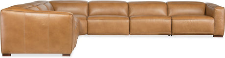 Fresco 6-Seat Power Reclining Sectional Zen Caramel Leather – Hooker Furniture (3-PWR) - sold by Home Elegance USA