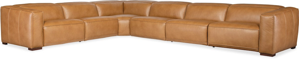 Fresco 6-Seat Power Reclining Sectional Zen Caramel Leather – Hooker Furniture (3-PWR) - Home Elegance USA