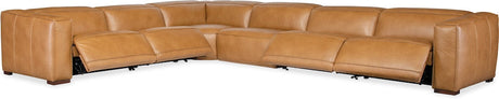 Fresco 6-Seat Power Reclining Sectional Zen Caramel Leather – Hooker Furniture - sold by Home Elegance USA