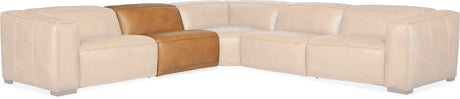 Fresco 6-Seat Power Reclining Sectional Zen Caramel Leather – Hooker Furniture - sold by Home Elegance USA