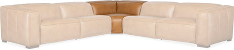 Fresco 5-Seat Power Reclining Sectional Zen Caramel Leather – Hooker Furniture (3-PWR) - sold by Home Elegance USA