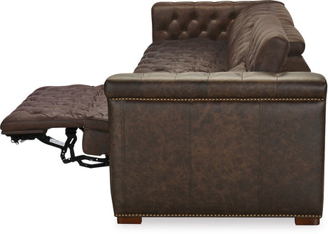 Savion Deux 3-Seat Power Reclining Sofa West Saddlewood Leather – Hooker Furniture (2-PWR) - sold by Home Elegance USA
