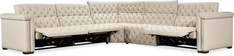 Savion Deux 5-Seat Power Reclining Sectional Aries Beach Fabric – Hooker Furniture (4-PWR) - sold by Home Elegance USA