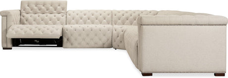 Savion Deux 5-Seat Power Reclining Sectional Aries Beach Fabric – Hooker Furniture (4-PWR) - sold by Home Elegance USA