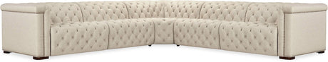 Savion Deux 5-Seat Power Reclining Sectional Aries Beach Fabric – Hooker Furniture (4-PWR) - Home Elegance USA