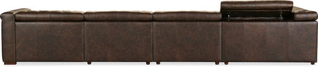 Savion Deux 6-Seat Power Reclining Sectional West Saddlewood Leather – Hooker Furniture - sold by Home Elegance USA