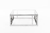 Modrest Stephen Modern Glass & Stainless Steel Square Coffee Table Vghb-341E - Home Elegance USA