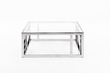 Modrest Stephen Modern Glass & Stainless Steel Square Coffee Table Vghb-341E - sold by Home Elegance USA