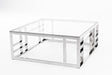 Modrest Stephen Modern Glass & Stainless Steel Square Coffee Table Vghb-341E - sold by Home Elegance USA