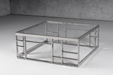 Modrest Stephen Modern Glass & Stainless Steel Square Coffee Table Vghb-341E - Home Elegance USA