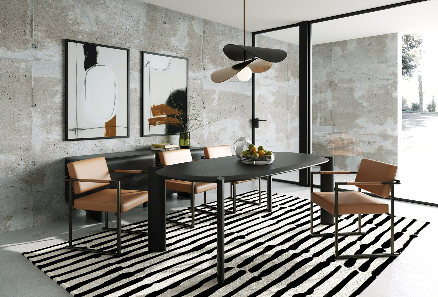 Steven - Modern Black Oval Dining Table - View Image 1