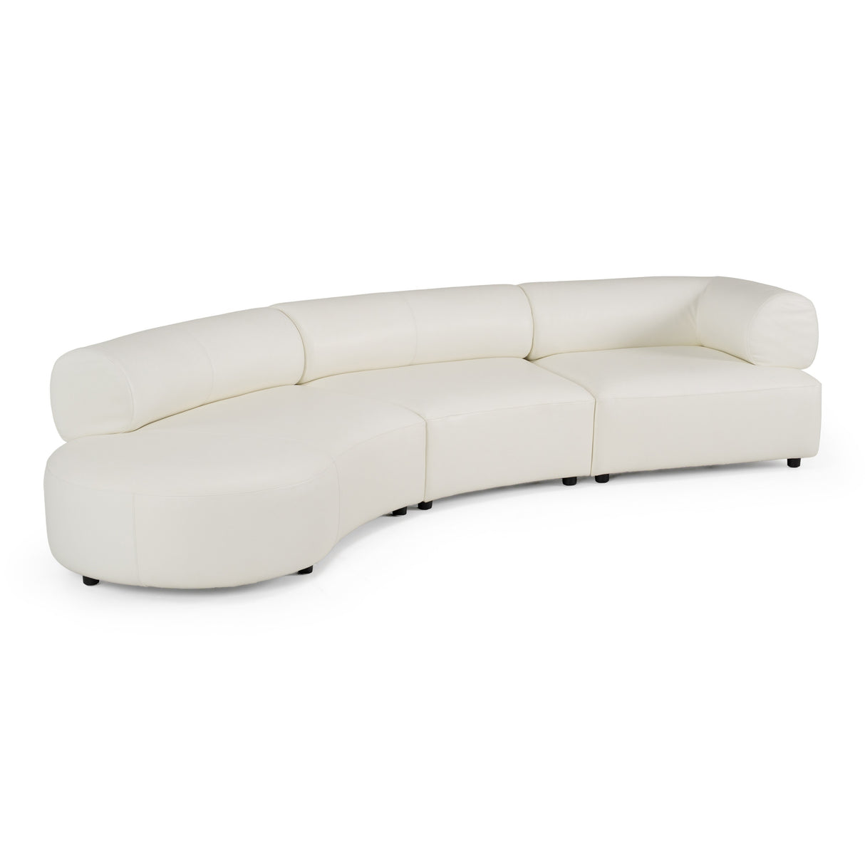 Stuart - Contemporary White Leather Left Facing Chaise Sectional Sofa - View Image 1