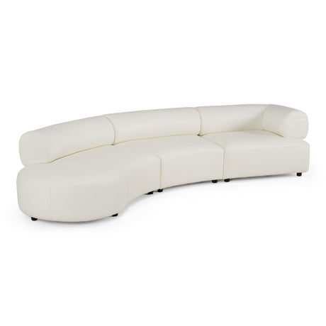 Stuart - Contemporary White Leather Left Facing Chaise Sectional Sofa - View Image 1
