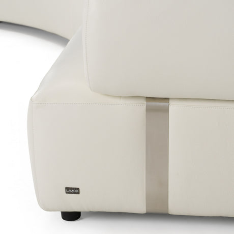 Stuart - Contemporary White Leather Left Facing Chaise Sectional Sofa - View Image 1