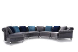 Divani Casa Modern Grey Velvet Circular Sectional Sofa Vg2T1124 - 5P - Gry - VG2T1124 - 5P - GRY - Home Elegance USA - 3