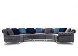 Divani Casa Modern Grey Velvet Circular Sectional Sofa Vg2T1124 - 5P - Gry - VG2T1124 - 5P - GRY - Home Elegance USA - 4