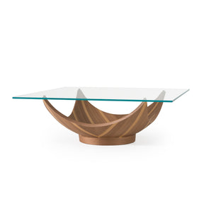 Sunrise - Contemporary Glass + Walnut Square Coffee Table - View Image 1