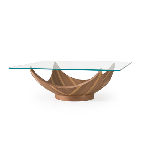 Sunrise - Contemporary Glass + Walnut Square Coffee Table - View Image 1