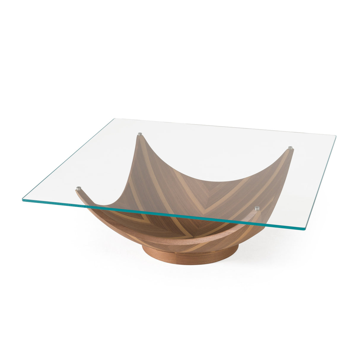 Sunrise - Contemporary Glass + Walnut Square Coffee Table - View Image 1