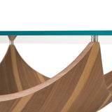 Sunrise - Contemporary Glass + Walnut Square Coffee Table - View Image 1