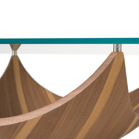 Sunrise - Contemporary Glass + Walnut Square Coffee Table - View Image 1
