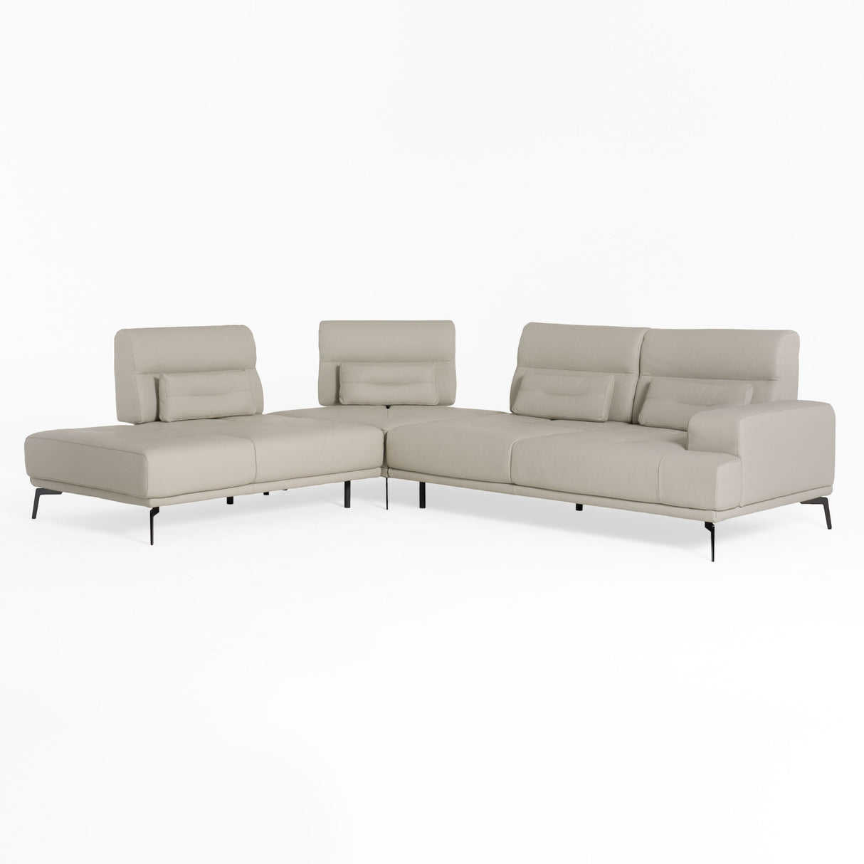 Lamod Italia Sunset - Contemporary Italian Grey Leather Right Facing Sectional Sofa