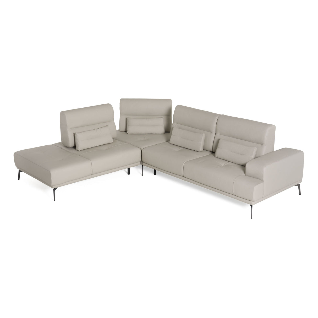 Lamod Italia Sunset - Contemporary Italian Grey Leather Left Facing Sectional Sofa