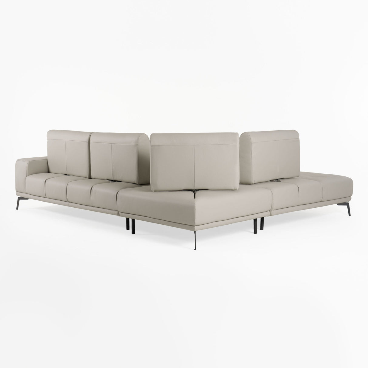 Lamod Italia Sunset - Contemporary Italian Grey Leather Left Facing Sectional Sofa