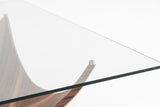 Modrest Sunset - Contemporary Glass + Walnut Square Coffee Table