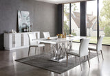 Modrest Marston Modern White Marble & Stainless Steel Dining Table Vgvct8919-M-Stl