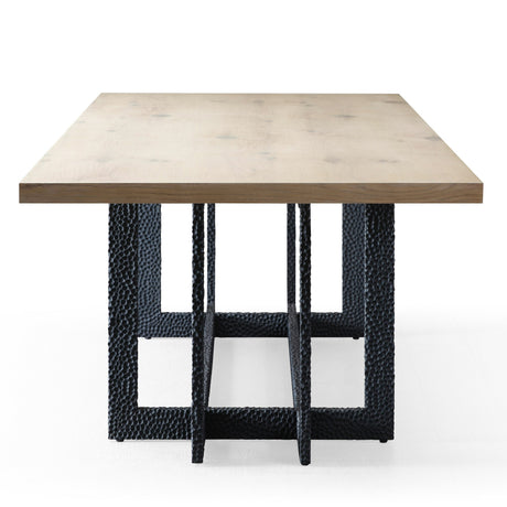 T8963 - Natural Oak + Black Metal Dining Table - View Image 1