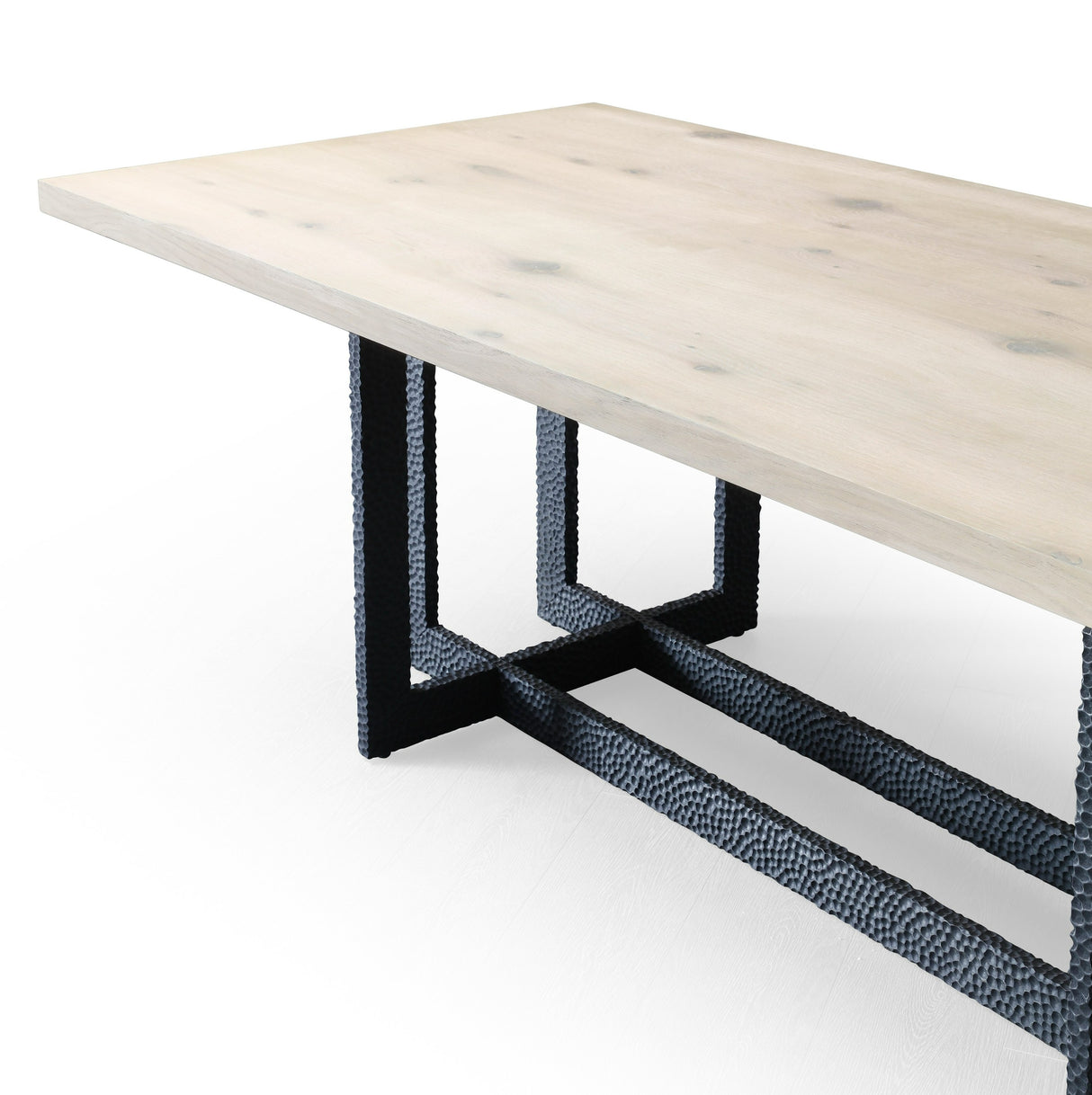 T8963 - Natural Oak + Black Metal Dining Table - View Image 1