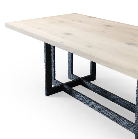 T8963 - Natural Oak + Black Metal Dining Table - View Image 1