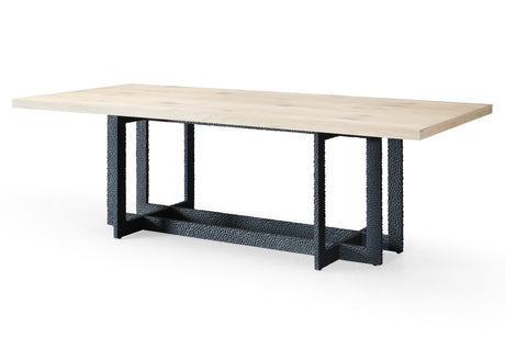 T8963 - Natural Oak + Black Metal Dining Table - View Image 1