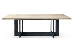 T8963 - Natural Oak + Black Metal Dining Table - View Image 1