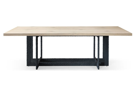 T8963 - Natural Oak + Black Metal Dining Table - View Image 1