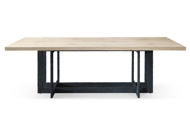 T8963 - Natural Oak + Black Metal Dining Table - View Image 1