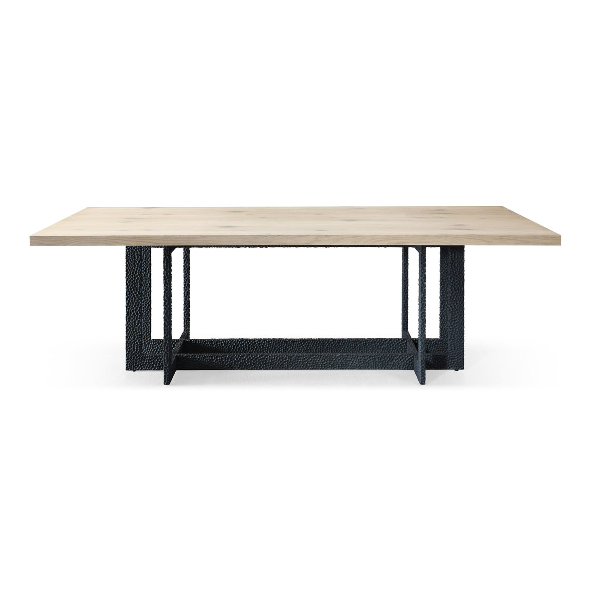 T8963 - Natural Oak + Black Metal Dining Table - View Image 1