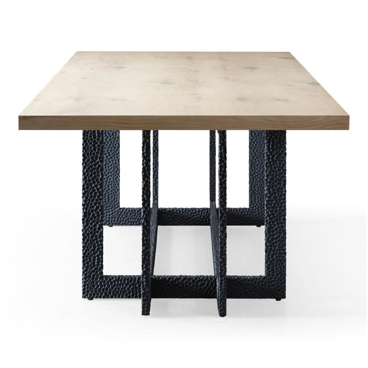 T8963 - Natural Oak + Black Metal Dining Table - View Image 1