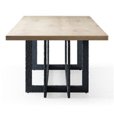 T8963 - Natural Oak + Black Metal Dining Table - View Image 1