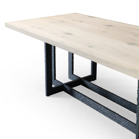 T8963 - Natural Oak + Black Metal Dining Table - View Image 1