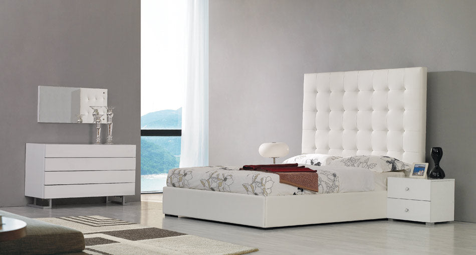 Lyrica - White Leatherette With Crystals Bed - View Image 1