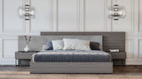 Eastern King Enzo Italian Modern Grey Oak & Fabric Bedroom Set