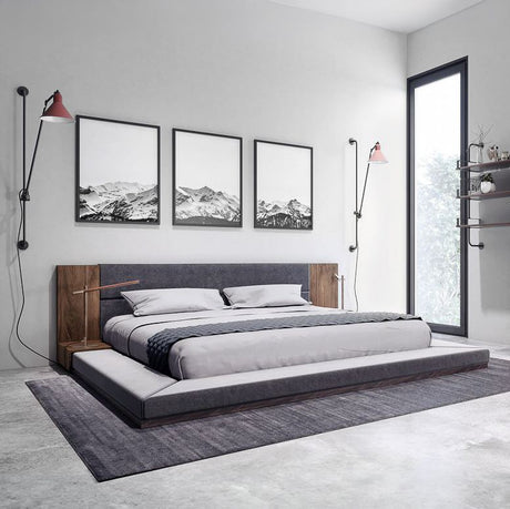 California King Jagger Modern Dark Grey & Walnut Bed