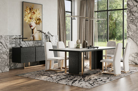 Modrest Tasha - Modern Black Ash + Brushed Gold Rectangular Dining Table