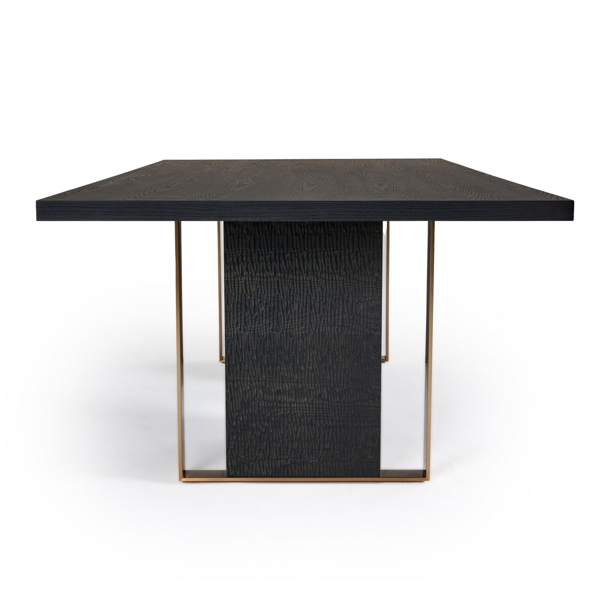 Modrest Tasha - Modern Black Ash + Brushed Gold Rectangular Dining Table