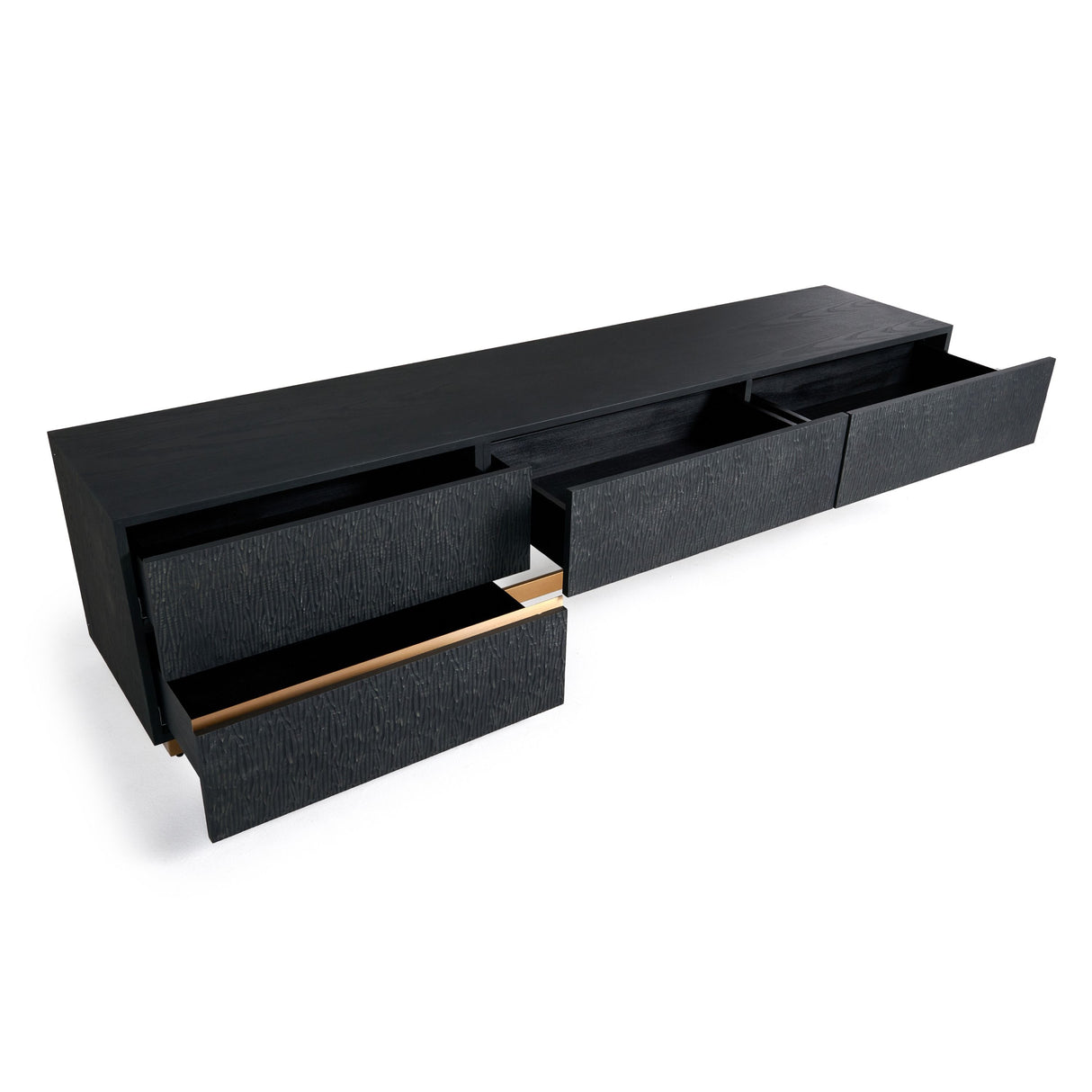 Modrest Tasha - Modern Black Ash + Brushed Gold TV Stand