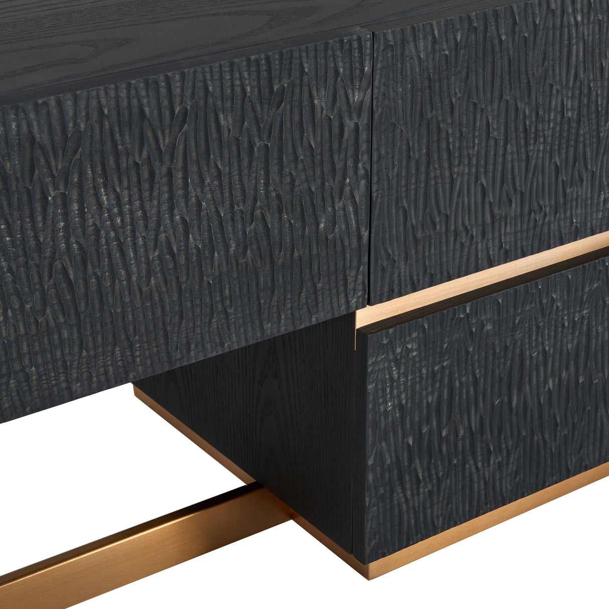 Modrest Tasha - Modern Black Ash + Brushed Gold TV Stand